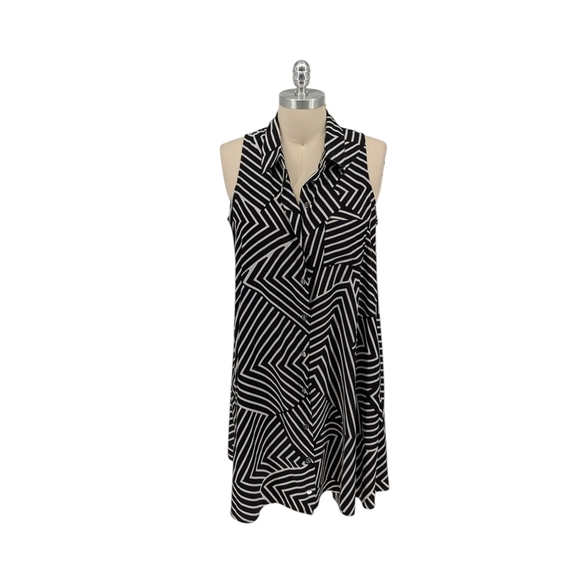 01146 Alfani Striped Shift Shirtdress Black White Size 8P Business casual preppy - Picture 1 of 6
